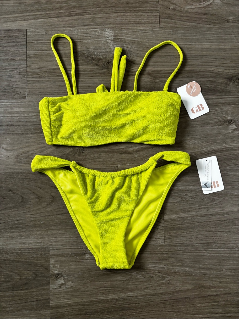 Gianni Bini Women’s Neon Lime Textured Two-Piece Swim Set